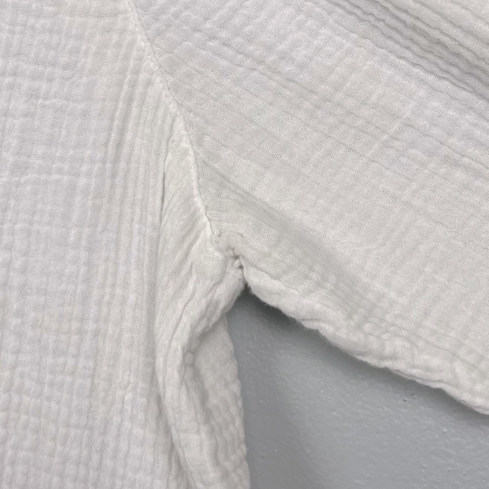 J.Jill white gauzy muslin cotton roll tab sleeve blouse top, large. - Picture 13 of 13